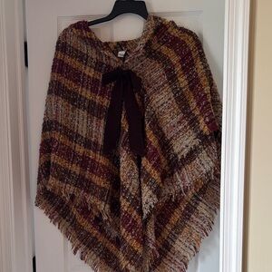 Source Unknown Multicolor Poncho with Bow